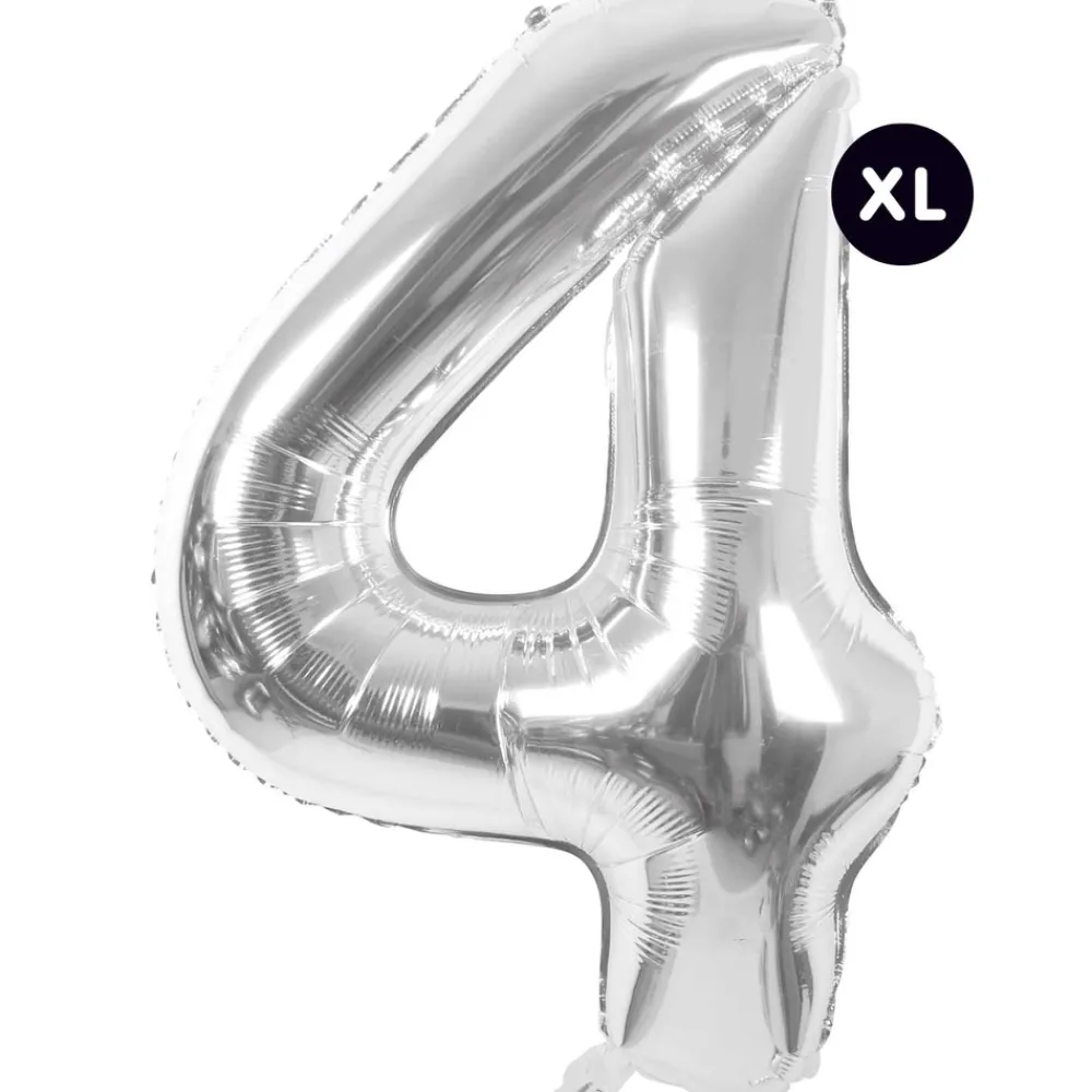 Rico Design Fête Et Anniversaire | - Ballon aluminium chiffre "4" argenté, haut. 86 cm