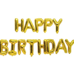 Rico Design Fête Et Anniversaire | - Ballons aluminium "Happy Birthday" 13 caratères dorés, H. 36 cm