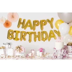 Rico Design Fête Et Anniversaire | - Ballons aluminium "Happy Birthday" 13 caratères dorés, H. 36 cm