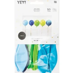 Rico Design Fête Et Anniversaire | - Ballons bleu et vert, haut. 30 cm, x 12 pièces