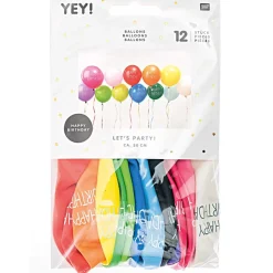 Rico Design Fête Et Anniversaire | - Ballons "Happy birthday" couleurs mixées, H. 30 cm, x 12 pièces