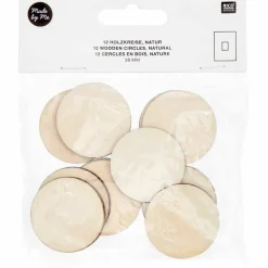 Rico Design Décoration Créative | - 12 disques en bois naturel grand 38 mm