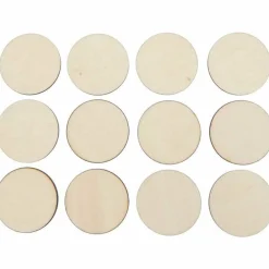 Rico Design Décoration Créative | - 12 disques en bois naturel grand 38 mm