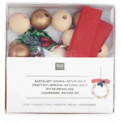 Rico Design Bijoux Et Perles | - Kit de création diy : couronne en perles en bois naturel et doré