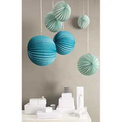 Rico Design - Lampions (x3) en papier couleurs aqua, D. 27 cm, 22,5 cm et 18,5 cm Discount