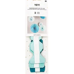 Rico Design Fête Et Anniversaire | - Papier nid abeilles fleurs aqua (x3), diamètre 40 cm, 30 cm et 25 cm