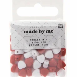 Rico Design Bijoux Et Perles | - 165 perles coeur 5 x 7 mm - blanc et rouge