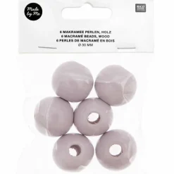 Rico Design - 6 perles rondes - bois gris - 30 mm