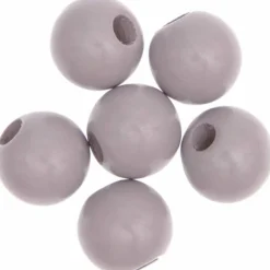 Rico Design - 6 perles rondes - bois gris - 30 mm