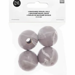 Rico Design Bijoux Et Perles | - 4 perles rondes - bois gris - 35 mm