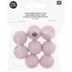 Rico Design Bijoux Et Perles | - 8 perles rondes - bois rose - 25 mm