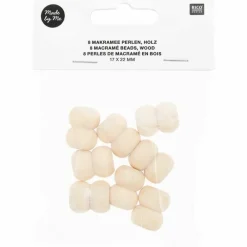 Rico Design Bijoux Et Perles | - 8 perles rondes doubles - bois nature - 22 mm