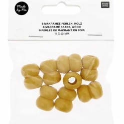Rico Design Bijoux Et Perles | - 8 perles rondes doubles - bois jaune - 22 mm
