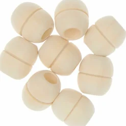 Rico Design Bijoux Et Perles | - 8 perles rondes fantaisie - bois nature - 22 mm