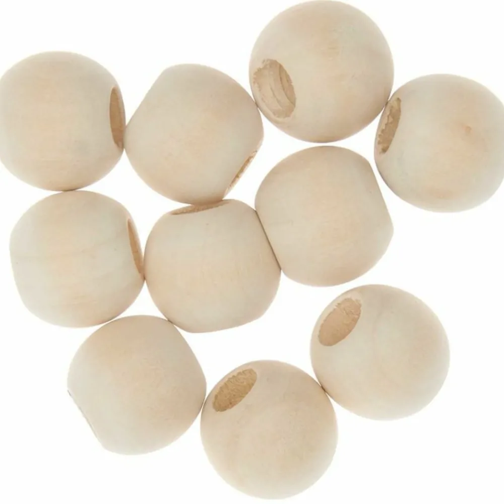 Rico Design Bijoux Et Perles | - 10 perles rondes macramé - bois nature - 20 mm