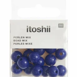 Rico Design - 24 perles rondes 10 mm - bleu foncé Discount