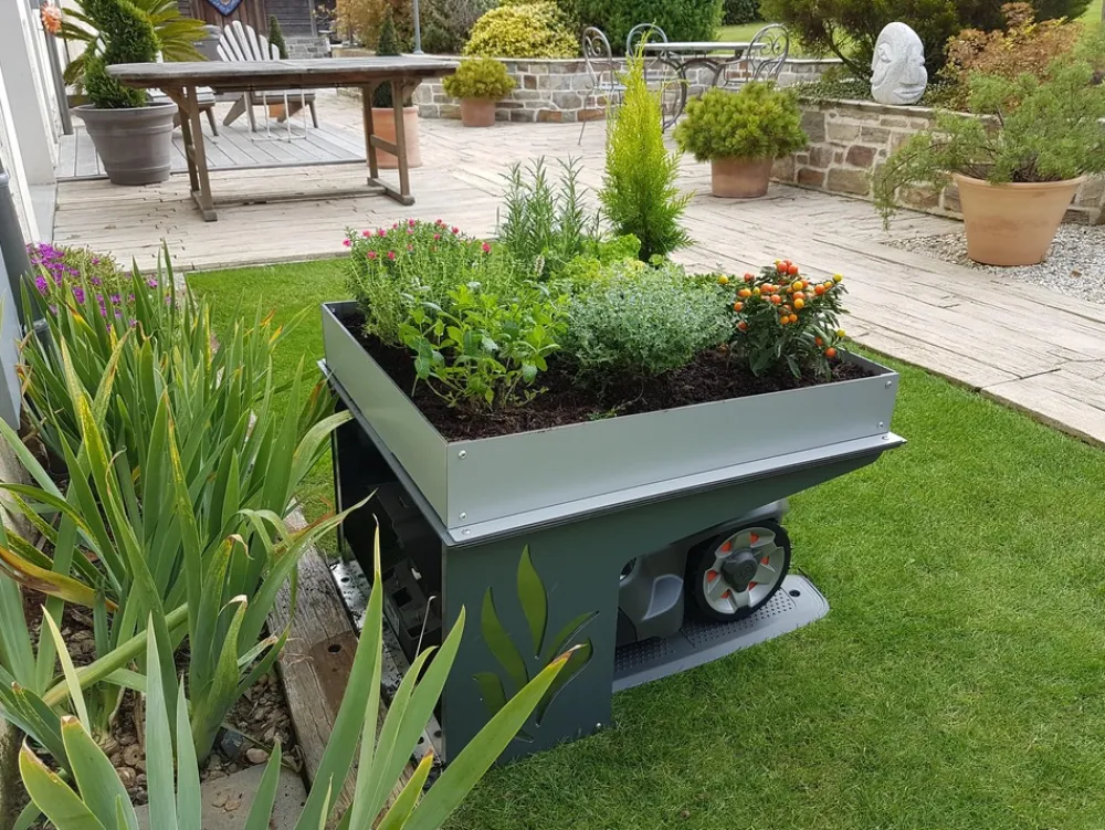 ROBOT PROTECT Tondeuses | - Abri Robot Tondeuse Life Jardinière 2 en 1 multimarque 73,5 x 59 x 40 cm | Résistant aux intempéries Protection UV | Made in Europe