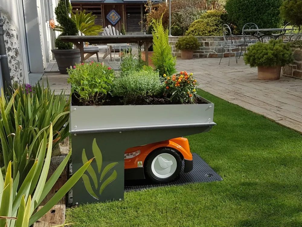 ROBOT PROTECT Tondeuses | - Abri Robot Tondeuse Life Jardinière 2 en 1 multimarque 73,5 x 59 x 40 cm | Résistant aux intempéries Protection UV | Made in Europe