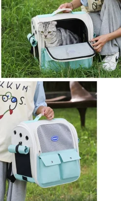 NA Sac à dos pour chat mcboson blanc, pratique anti-griffes, bonne ventilation New