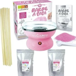 Scrapcooking Fête Et Anniversaire | - Coffret barbe à papa - machine + préparation rose 400 g et bleue 400 g + 100 bâtonnets
