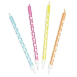 Scrapcooking Party Fête Et Anniversaire | - 12 bougies multicolores à pois blancs