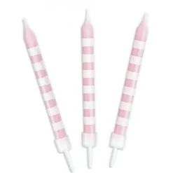 Scrapcooking Party Fête Et Anniversaire | - 12 bougies rose à rayures blanches