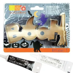 Scrapcooking Fête Et Anniversaire | - Seau 16 emporte-pièces à pâtisserie halloween + stylos alimentaires noir et blanc