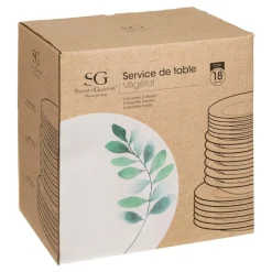 Sg Secret De Gourmet Cuisine Et Arts De La Table | - Service de table "végétal" 18 pièces en porcelaine