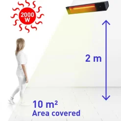 Sined Chauffage D’Extérieur | - Chauffage infrarouge wifi 2000w en verre noir