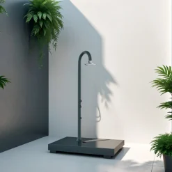 Sined Piscines Et Spas | - Douche alu grise led capteur lavepieds eau chaudefroide