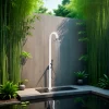 Sined Piscines Et Spas | - Douche blanche alu avec led douchette et capteur sans batterie