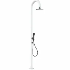 Sined Piscines Et Spas | - Douche blanche alu avec led douchette capteur et double arrivee