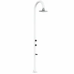 Sined Piscines Et Spas | - Douche blanche en alu avec led eau chaudefroide et lavepieds
