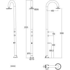 Sined Piscines Et Spas | - Douche grise led 3 jets avec capteur usage interieurexterieur