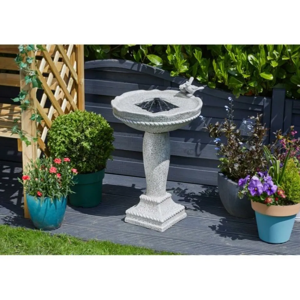 Smart Garden - Fontaine solaire bain d'oiseaux aspect pierre Outlet