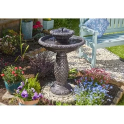 Smart Garden - Fontaine solaire bain d'oiseau 2 niveaux versailles Online
