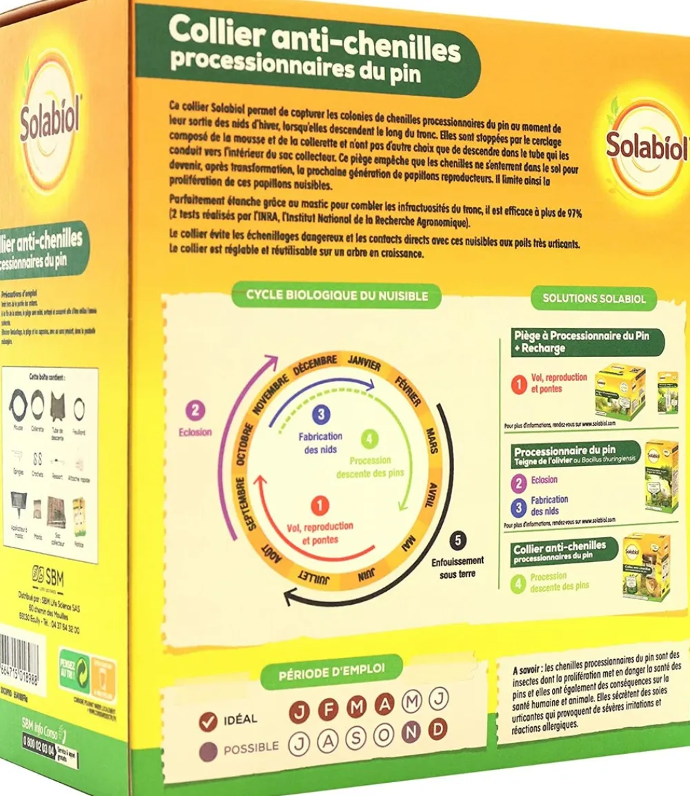 Solabiol Traitement Et Pulvérisation | - Socoprox2 - 2 pièges à chenilles processionnaires du pin - kit complet avec collier réglable - diamètre 55cm