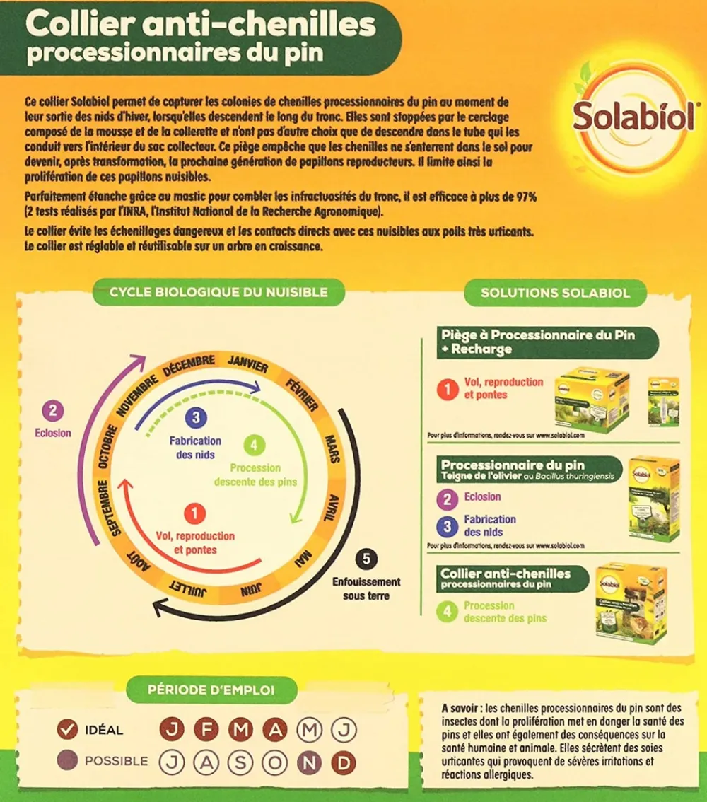 Solabiol Traitement Et Pulvérisation | - Socoprox2 - 2 pièges à chenilles processionnaires du pin - kit complet avec collier réglable - diamètre 55cm