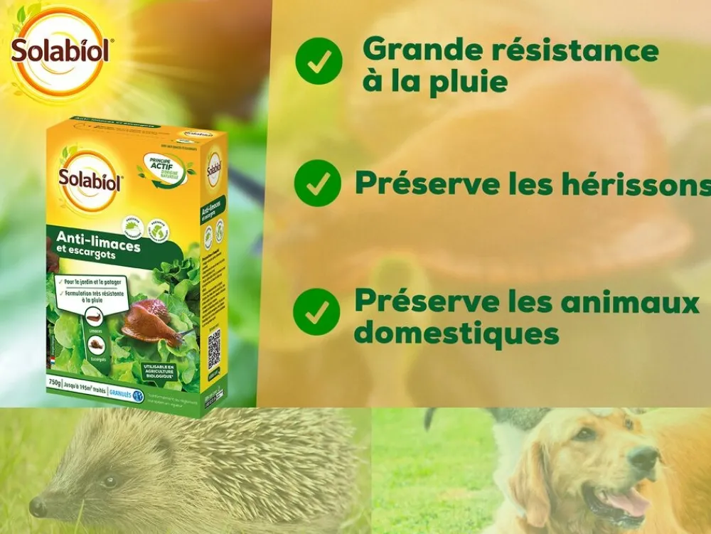 Solabiol Traitement Et Pulvérisation | - anti-limaces & escargots - 2x750g - granulés - résistant à la