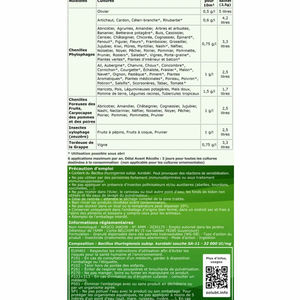 NA Solubtk | 30 g - 40 litres | bacillus thuringiensys kurstaki Online