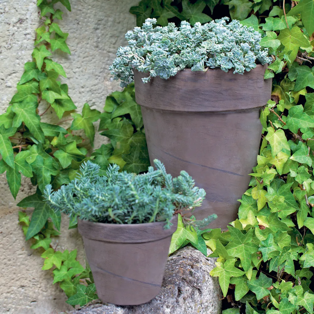 Spang - Pot rond XL en terre cuite, basalt Ø 39 x H. 45 cm