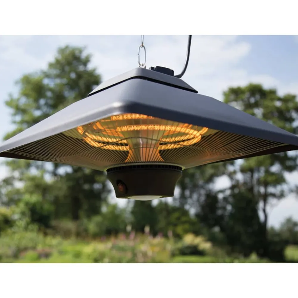 Sunred Chauffage D’Extérieur | - Chauffage suspendu spica square 2000 w halogène noir ce17sq-b