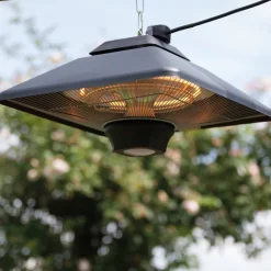 Sunred Chauffage D’Extérieur | - Chauffage suspendu spica square 2000 w halogène noir ce17sq-b