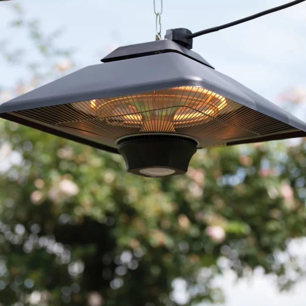 Sunred Chauffage D’Extérieur | - Chauffage suspendu spica square 2000 w halogène noir ce17sq-b