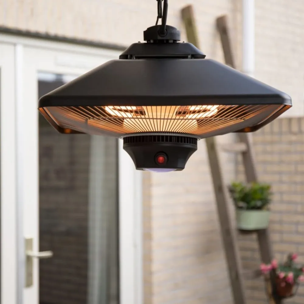 Sunred Chauffage D’Extérieur | - Chauffage suspendu spica square 2000 w halogène noir ce17sq-b