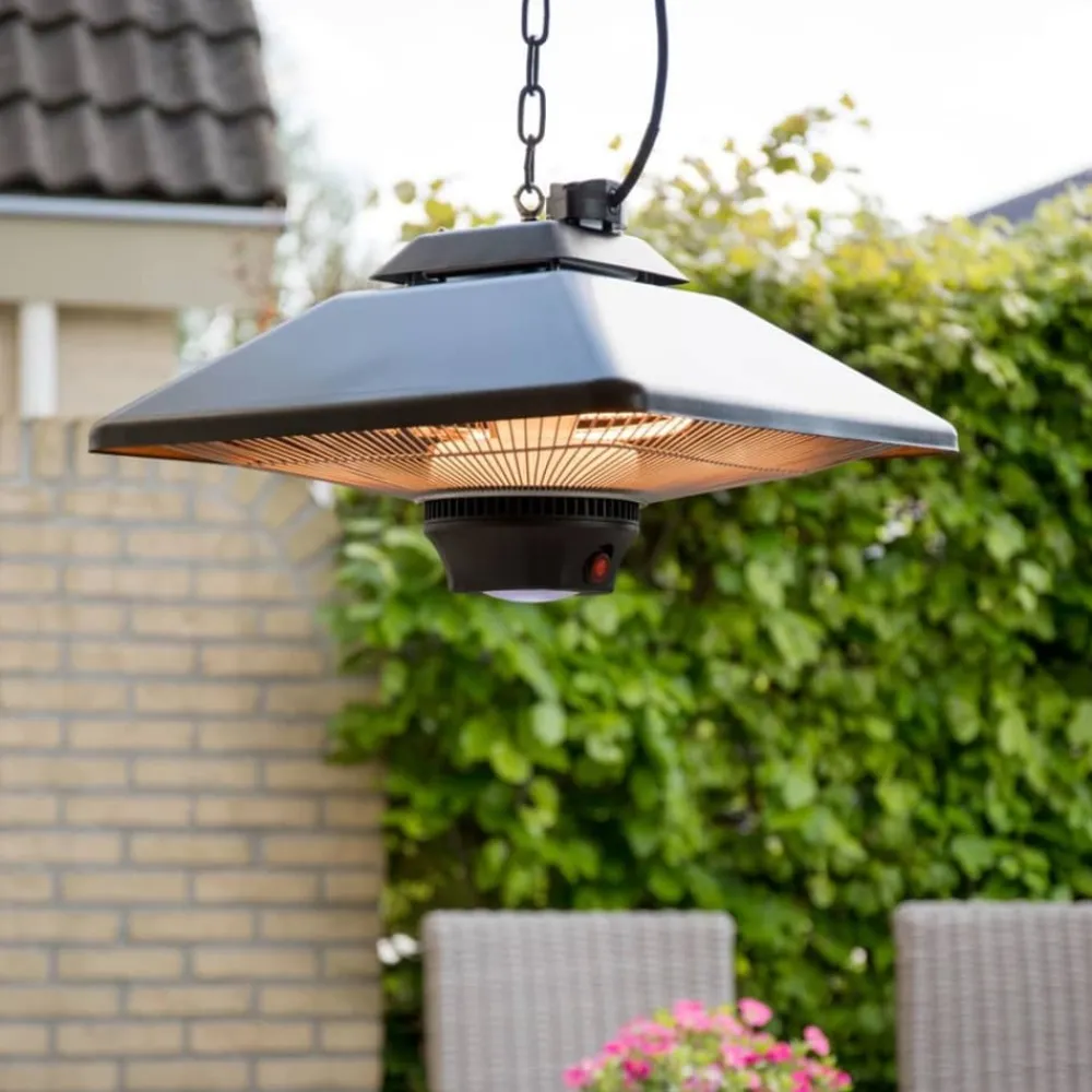 Sunred Chauffage D’Extérieur | - Chauffage suspendu spica square 2000 w halogène noir ce17sq-b
