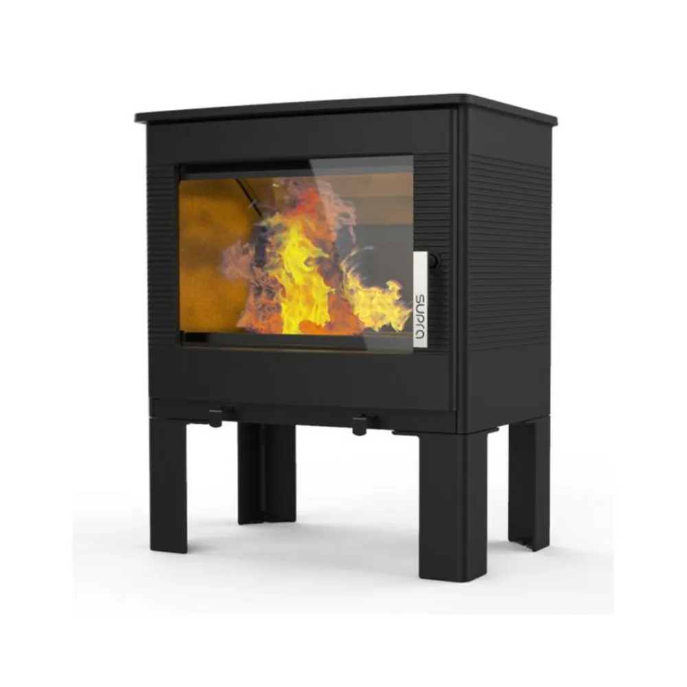 Supra Bois Et Accessoires De Cheminées | - Fr9016110b -poêle à bois-vision horizontale - fonte - noir - sortie arr - gaby
