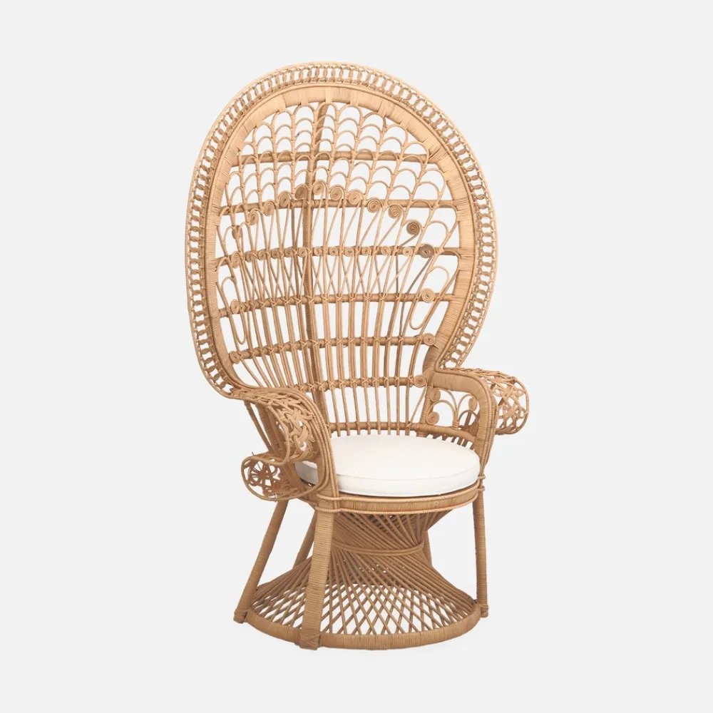 Sweeek Mobilier D'Intérieur | - Fauteuil vintage en rotin avec coussin d'assise. Mahe. L 110 x p 60 x h150cm