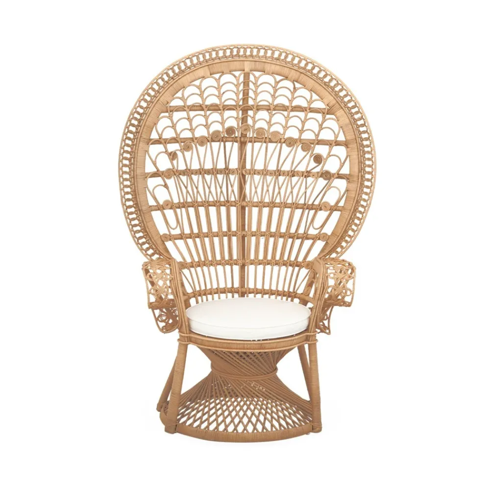 Sweeek Mobilier D'Intérieur | - Fauteuil vintage en rotin avec coussin d'assise. Mahe. L 110 x p 60 x h150cm