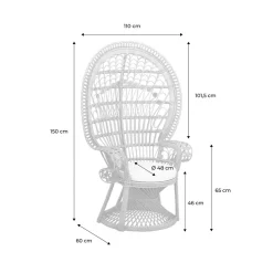 Sweeek Mobilier D'Intérieur | - Fauteuil vintage en rotin avec coussin d'assise. Mahe. L 110 x p 60 x h150cm